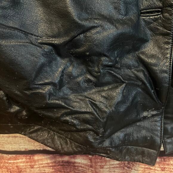 Vintage Preston & York Genuine Leather Jacket Motorcycle Womens 1X Black Button - Picture 6 of 7